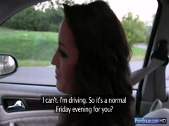 Horny bad girl climbs on taxi guy