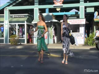 Aubrey and Mary go to the beach without panties