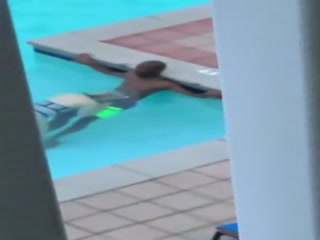 Sucking bbc in hotel pool