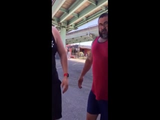 Master and his hubby after their workout in the parking lot.