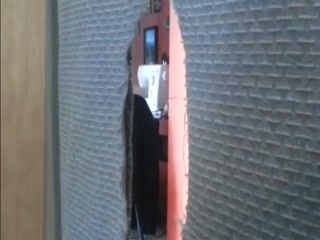 Quick cummer at the homemade glory hole