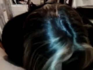 Girl in fur coat give blowjob