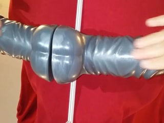 Prostate milking with HUGE dildo in Chastity till orgasm