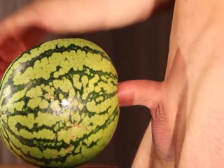 water melon cum - fucking a melon and cumming