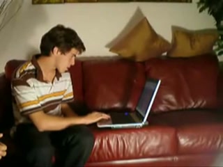 Straight guy cums in gay mouth