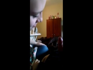 Blonde college girl gives a nice blowjob