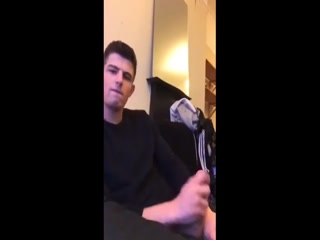 Cute guy jerks his big cock off