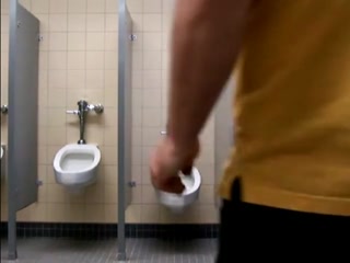 Masturbating in a public bathroom